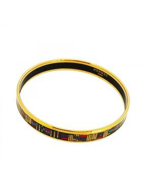 Hermes Bangle Enamel PM Gold Plated Cloisonne Multicolor Bracelet
